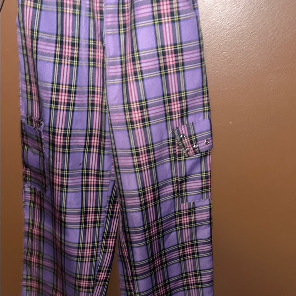 Purple Plaid Cargo Pants